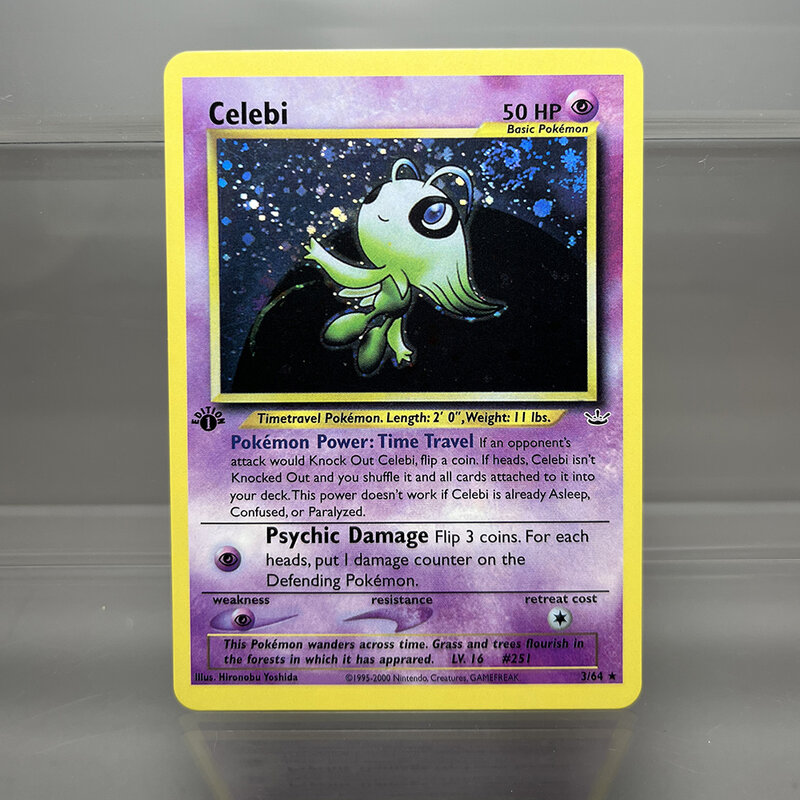 Cartas holográficas brillantes de la serie Neo de Pokémon, tarjetas de colección de juegos de Mewtwo, Lugia, Jumpluff, Blissey, tarjetas Proxy PTCG, juguetes para niños