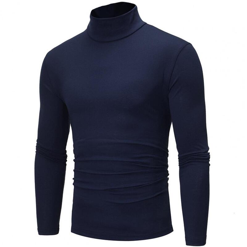 Wąska męska jesienno-zimowa bluza z golfem z długim rękawem, elastyczna, cienki sweter bluza Streetwear
