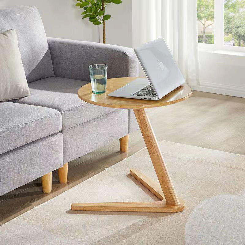 Mesa de centro de madera maciza, mesa de té pequeña Simple, mesa lateral de sofá, mesa redonda para sala de estar