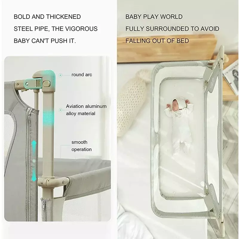 Pagar tempat tidur bayi, sederhana dan ringan mudah dipasang di samping tempat tidur rel keselamatan pagar ranjang bayi
