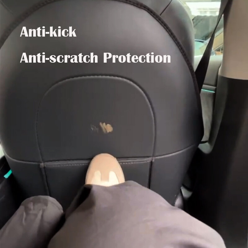 Coussin protecteur de dossier de siège de voiture, coussin anti-coup de pied pour Tesla Model 3 / Model Y Siège de voiture en cuir et fibre de carbone, tapis anti-griffes Accessoires