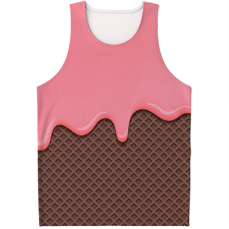 T-shirt imprimé crème glacée colorée en 3D pour hommes, haut précieux pour la salle de sport, chemises de fitness, t-shirt respirant à la mode, été