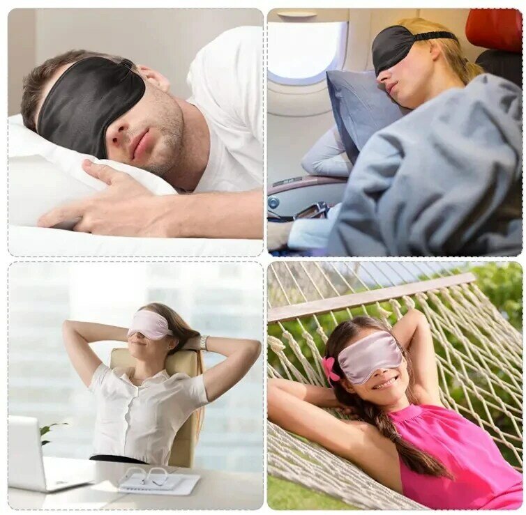 หน้ากากปิดตาผ้าไหมผ้าปูที่นอนแบบนุ่มช่วยปิดตาช่วยให้นอนหลับสบายปราศจากความกดดันผ้าปิดตานุ่ม