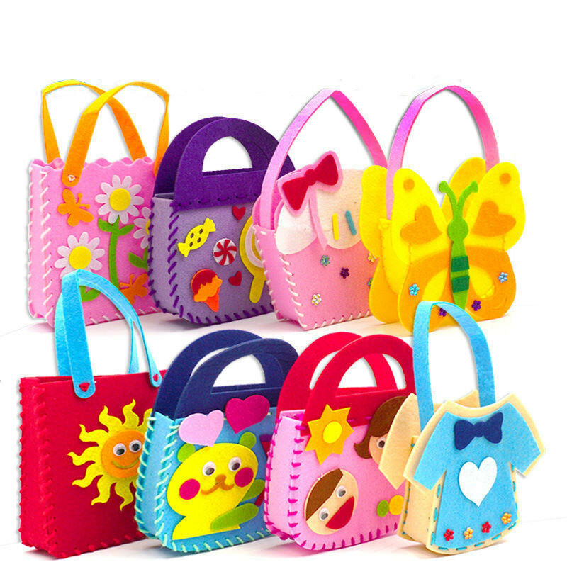 Bolsa de costura hecha a mano para niños, juguete artesanal de tejido no tejido, juguetes artesanales Montessori, ayuda educativa temprana para niños, 4 Uds.