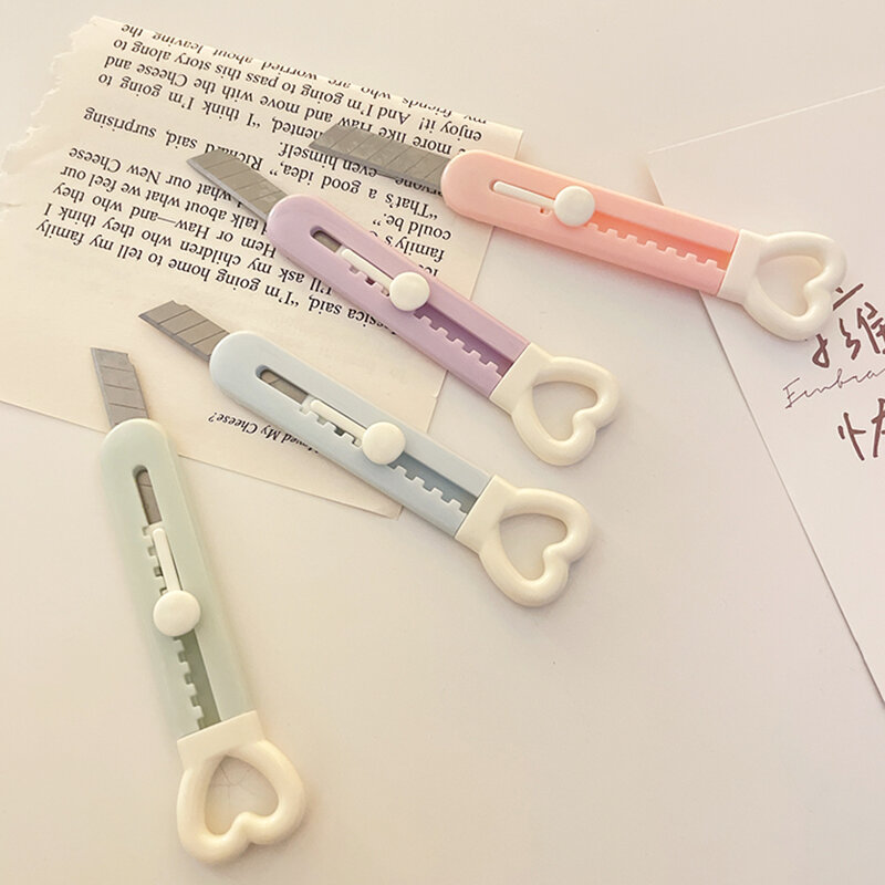 Kawaii Love Heart Utility Knife Mini Cute Envelopes Opener Express Box Cutter Pocket  Knife DIY Paper Cutter Art Knife Office