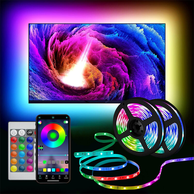 LED Strip Bluetooh APP IR remote Control USB RGB 5050 Lights Changed to Warm forBedroom TV Wall And Living Room Party Decoration