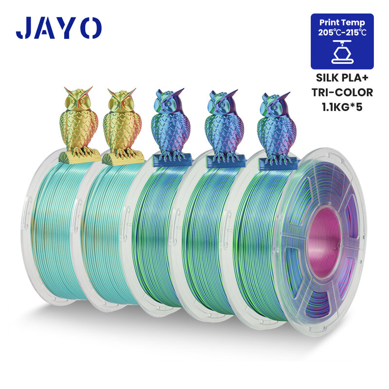 JAYO PLA tęczowe włókno 3D jedwabne PLA plus tęczowe włókno do drukarki 3D FDM 3D jedwabne PLA + podwójne/trzykolorowe 5 sztuk/zestaw