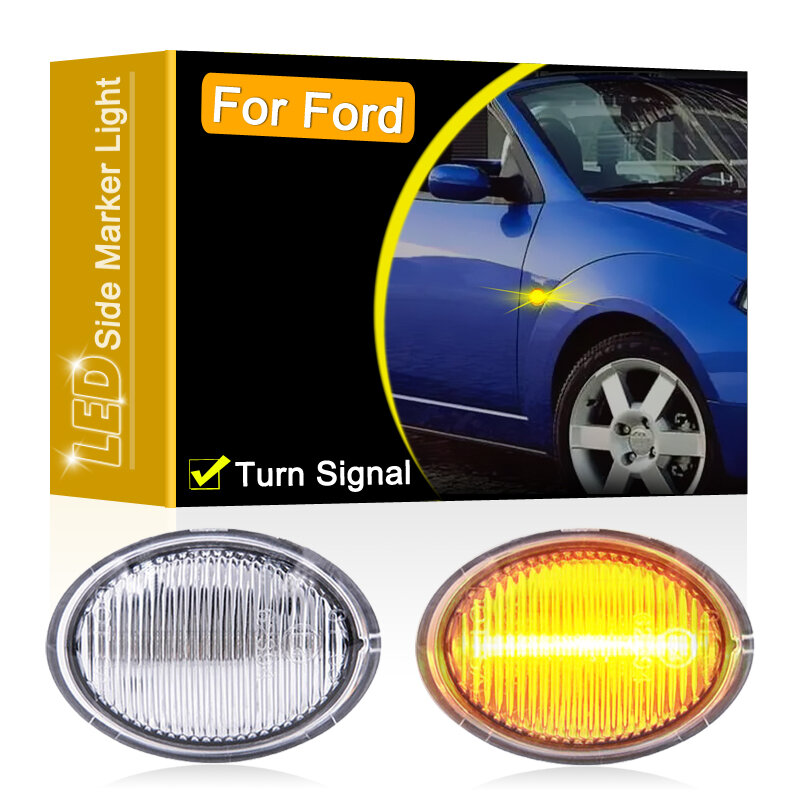 Conjunto de lámpara LED de señalización lateral para Ford KA II (Typ RU8), luz intermitente con lente transparente de 12V, 2008-2016