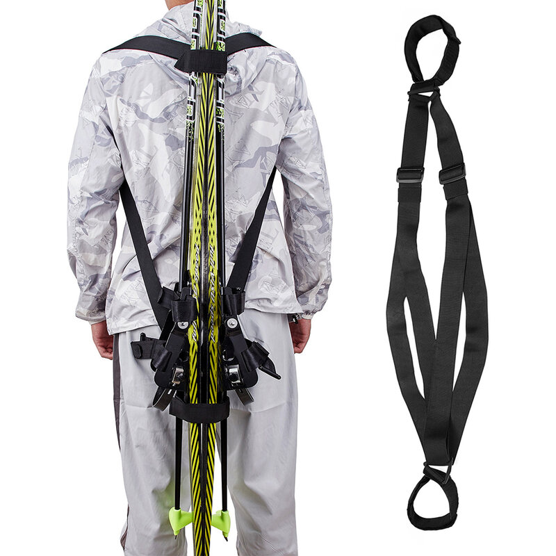 Dapat disesuaikan Ski Snowboard tali bahu Ski dan tiang ransel pembawa tali Ski Gear Holder Ski tiang tali nilon