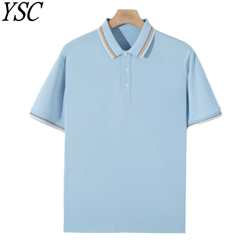 YSC 2023 Classic style Men Knitted pure cotton POLO collar T-shirt Short sleeve Breathable and comfortable high-quality Pullover