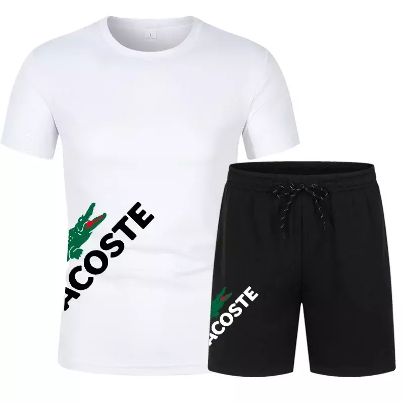 Conjunto deportivo de moda de verano para hombre, camiseta transpirable de secado rápido y pantalones cortos, juego de Fitness, entrenamiento, baloncesto