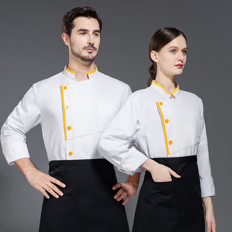 Chef Uniform Long Sleeve Autumn and Winter Clothes Western Cake Baking Hotel Kitchen Cafeteria Restaurant Wholesale W
