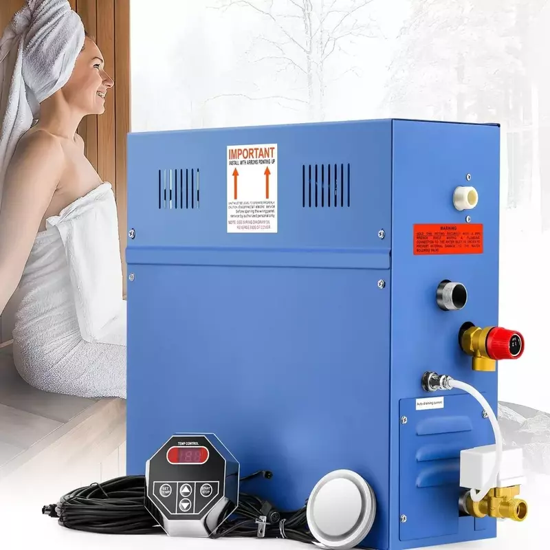 Kit Gerador de Chuveiro a Vapor para Banho Sauna SPA, Sistema Auto-Drenante, Cabeça de Vapor Aromaterapia, Controlador LED Impermeável, 6kW