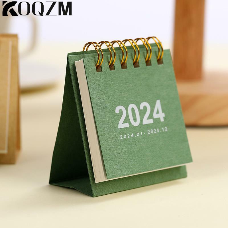 Erfrischende einfache einfarbige 2024 Mini tragbare Desktop-Papier kalender kreative Tischs pule Kalender Büro Schreibtisch Dekoration