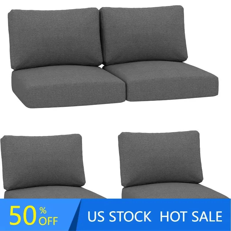 4PC Chat Outdoor Deep Seating Patio 24x24 Replacement Cushions, 4 Count (Pack of 1), Grey