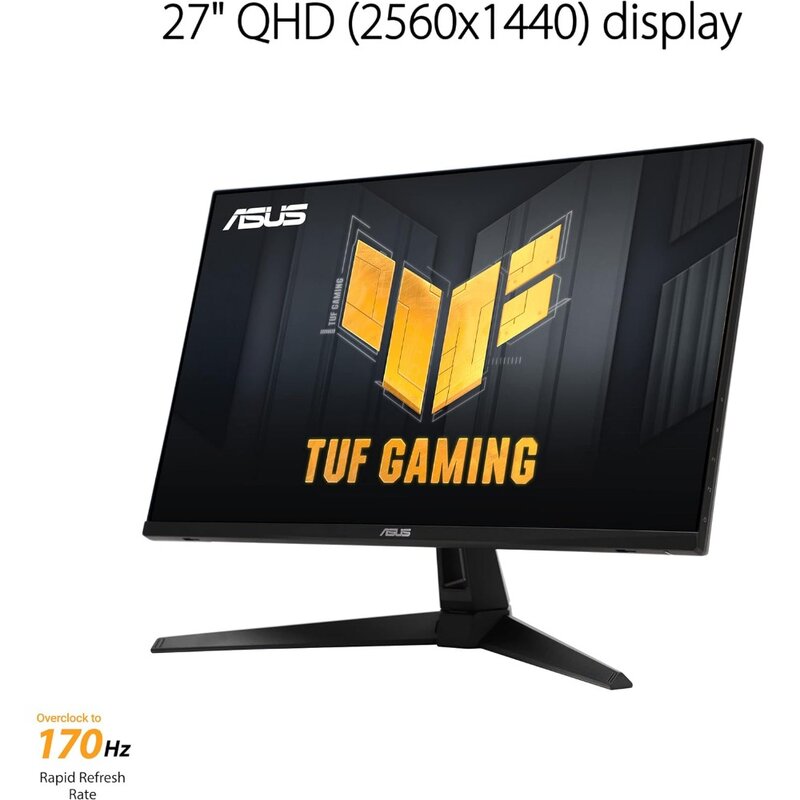 TUF Gaming 27” 1440P Monitor (VG27AQA1A) - QHD (2560 x 1440), 170Hz (Supports 144Hz), 1ms, Extreme Low Motion Blur