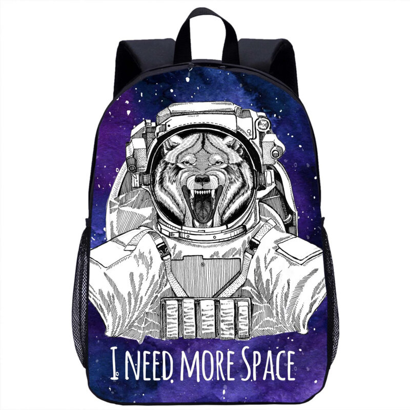Mochila padrão astronauta para homens e mulheres, bolsa de armazenamento casual, mochilas de viagem, animais criativos adolescentes, meninas e meninos