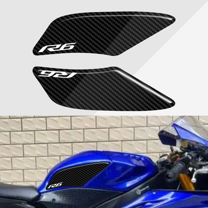 Боковая панель топливного бака мотоцикла для Yamaha YZF-R6 R6 R 6 2017-2022 2021 2020, прокладки для бака, защитные наклейки, наколенник для захвата