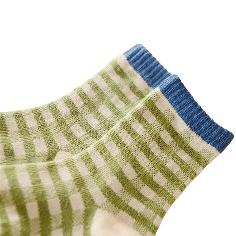 Calcetines antideslizantes para interiores para bebés, medias cortas de algodón a cuadros verdes, para las cuatro estaciones, de 1 a 5 años, S/M/L, 3 pares por lote
