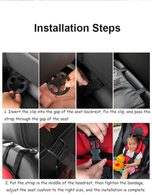 Tapis de sécurité pour enfants de 6 mois à 12 ans, chaises respirantes, coussin de siège de voiture réglable pour poussette