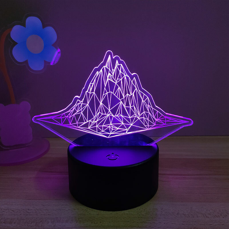 Luz Nocturna LED 3D para decoración del hogar, Base negra, lámparas de mesita de noche para el hogar, lámpara de escritorio LED de acrílico para decoración de habitación