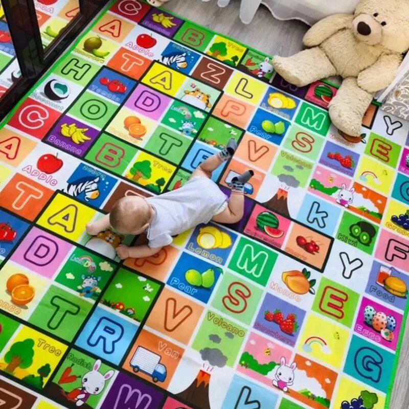 Детский игровой коврик 180x120 см с двухсторонним принтом, детский коврик, развивающие игрушки для детей, коврик для ползания, игровой активности, тренажерного зала, поролоновый пол
