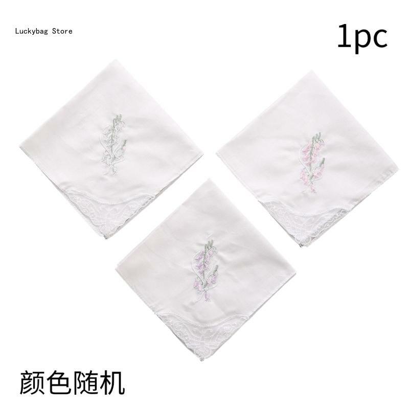Pañuelo bordado encaje blanco colorido 28cm, toalla cuadrada, pañuelo algodón