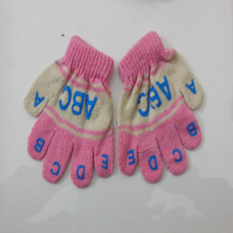 Милые детские вязаные перчатки, Новые вязаные шерстяные перчатки из акрилового волокна с буквенным принтом