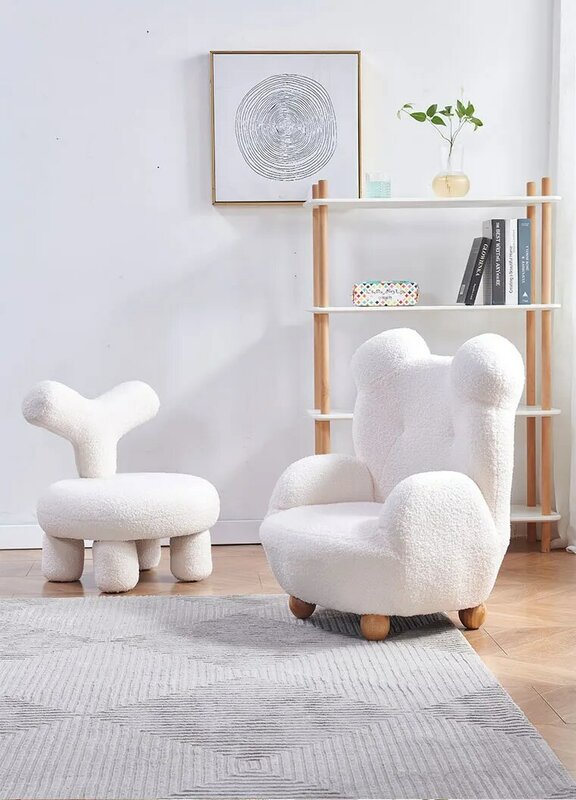 Children's Sofa Bear Modeling Lamb's Wool Sofa Home Bedroom Living Room Small Household Casual Lazy Sofa Kids Chair
