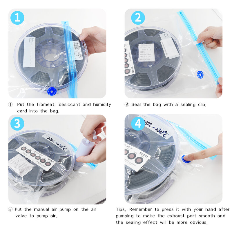 30 Bags Filament Storage Vacuum Bag 3D Printer PLA/ABS/TPU Filament Dryer Safekeeping Humidity Resistant For 3D Printer Parts