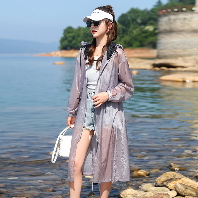 BZVW Hooded Sunscreen Coat For Women Hooded Long Sleeves Solid Color Lace-up Gathered Waist Trench 2024 Summer Clothes 25Z4138