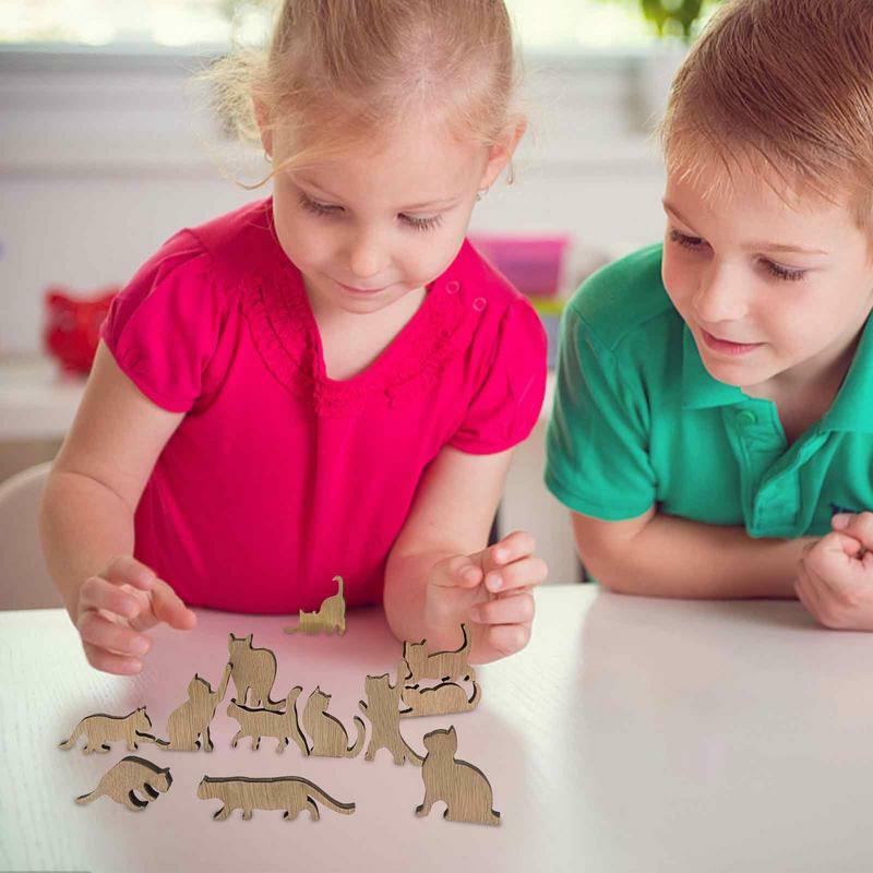 미니 나무 인형 고양이 인형 데스크탑 밸런스 스태킹 게임 장난감, 부모를 위한 12 가지 모양 블록, 어린이 상호 작용