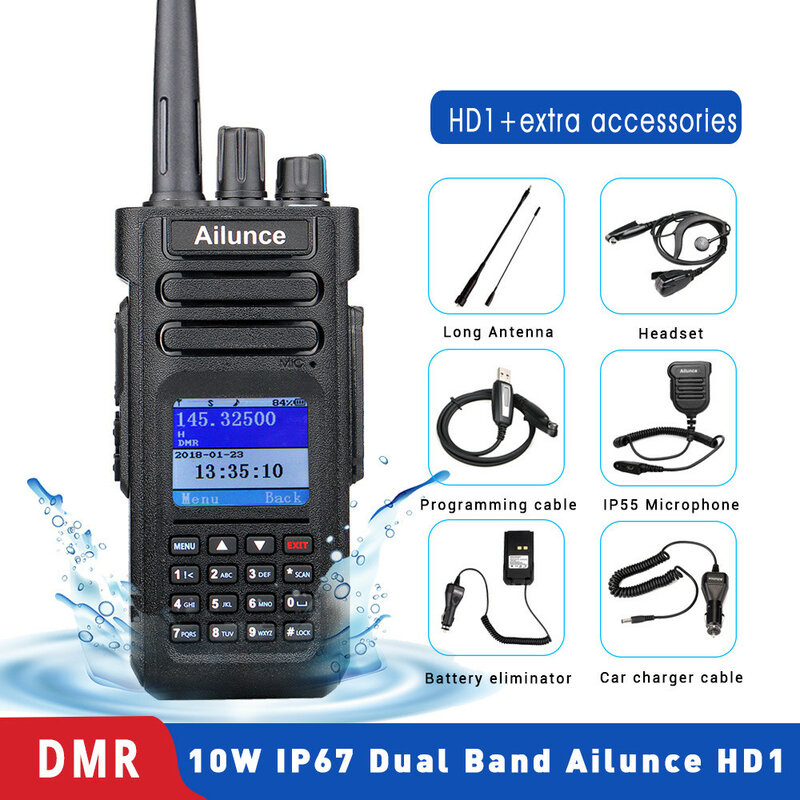 Ailunce HD1 DMR Kỹ Thuật Số Bộ Đàm Hàm Đài Phát Thanh Tầm Xa Nghiệp Dư 2 Chiều Tai Nghe Bộ Đàm GPS VHF UHF Ban Nhạc Thu Phát