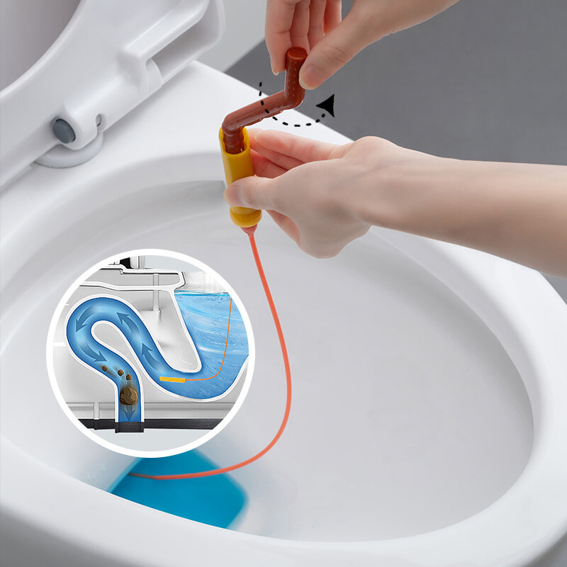 Pipe Dredging Brush with Rotating Handle Drain Cleaner Thin&Flexible Hair Sewer Sink Cleaning Brush Clog Plug Hole Remover Tool