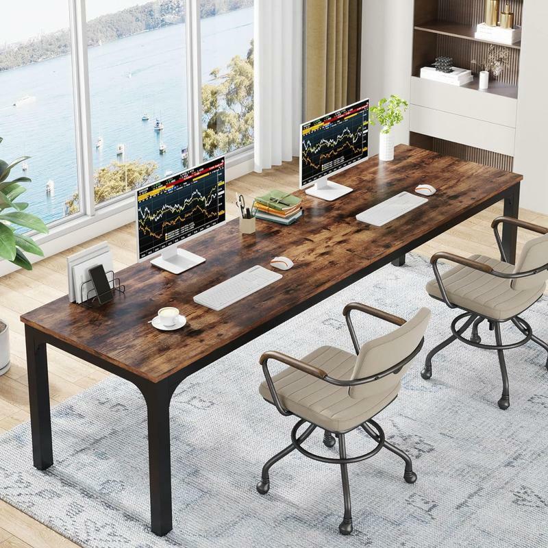 Bureau de direction Tribesigns, grande table d'écriture d'étude de style Compusimple, mobilier d'affaires pour le bureau à domicile