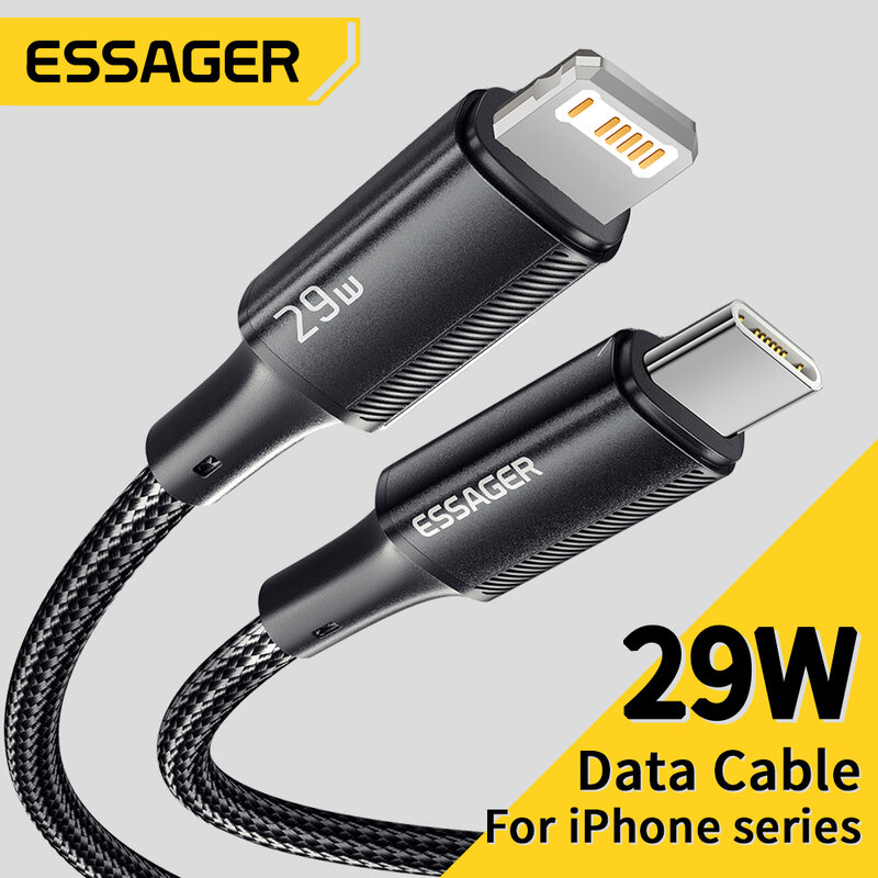 Essager-Câble USB Type-C PD pour recharge rapide et transfert de données, cordon de chargeur 29W pour iPhone 14, 13, 12, 11 Pro Max, XS, 8 Plus, iPad et Macbook