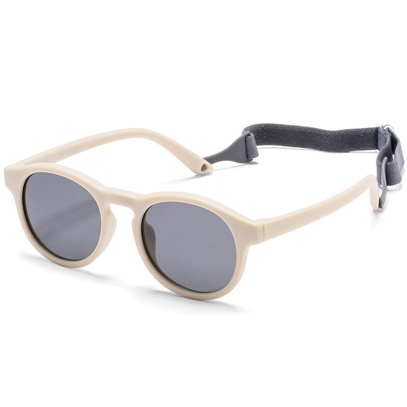 Детские солнцезащитные очки с ремешком, круглые гибкие поляризационные силиконовые солнцезащитные очки UV400 для новорожденных