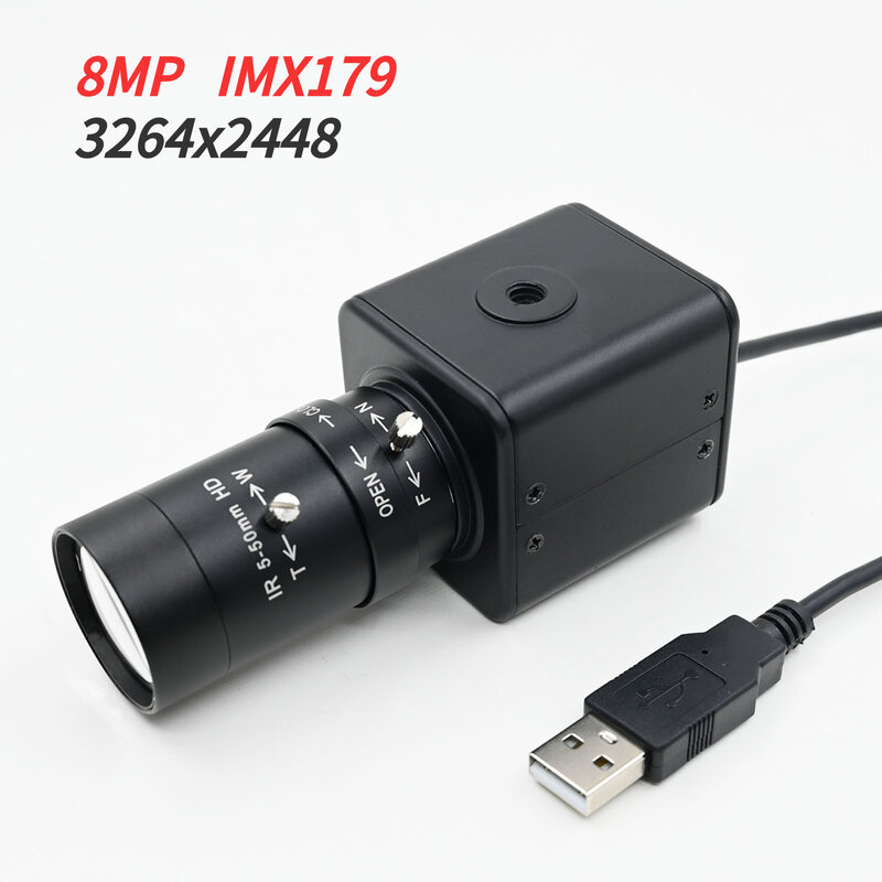 GXIVISION 8MP 4k IMX179 USB driverless plug and play machine vision industrial applications 3264x2448 15fps 5-50mm CS lens