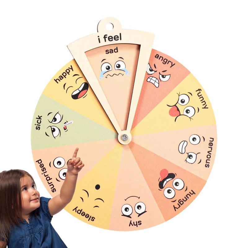 Roda perasaan kayu grafik ekspresi Montessori mainan perasaan roda perasaan kesehatan Mental roda warna kembali ke sekolah