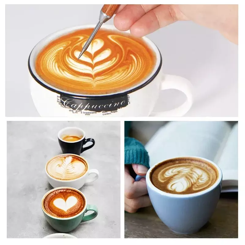 Latte rib Flower illac-Stylo d'art de décoration de café en acier inoxydable, accessoires pour cappuccino et expresso