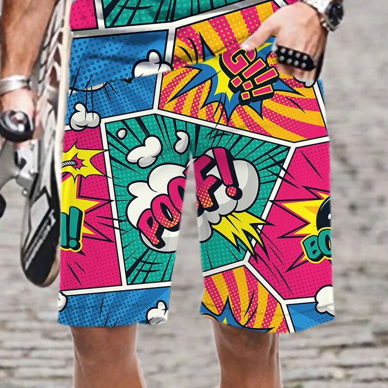 Zomer Hawaiian Nieuwe 3d Boom Bang Print Strand Shorts Mannen Mode Streetwear Board Shorts Haeajuku Cool Zwembroek Kleding