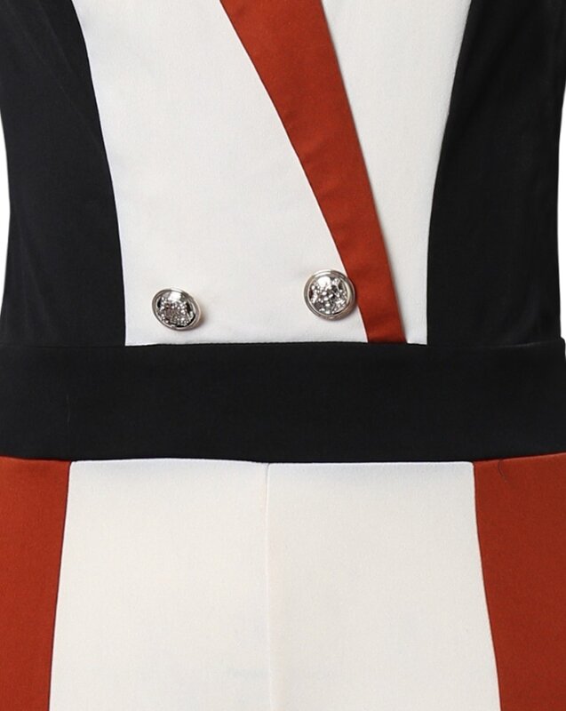 Mono Blazer Y2K para mujer, traje de trabajo con cuello en V, botones de color, doble botonadura, pierna ancha, empalme, cintura alta, primavera 2024
