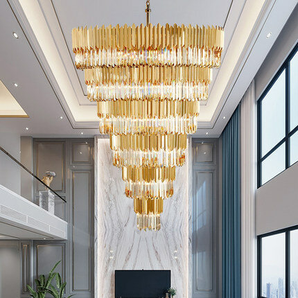 Большая роскошная хрустальная люстра, длинная Современная американская люстра, светильник, светодиодная лампа, освещение для отеля и дома, диаметр 100 см, высота 180 см
