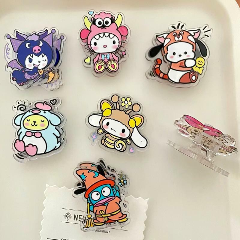 Sanrio Olá Kitty Cartoon Selagem Clipe para Crianças, Kuromi, Mymelody, Cinnamoroll, Pochacco, Pompompurin, Presente de Aniversário das Meninas, Kawaii