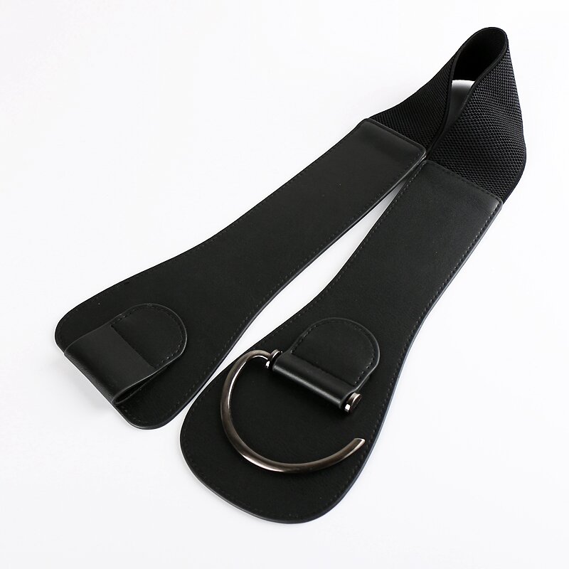 Novo luxo preto grande fivela cinto elástico liga larga cós para mulheres de alta qualidade estiramento senhoras casaco ketting riem cós