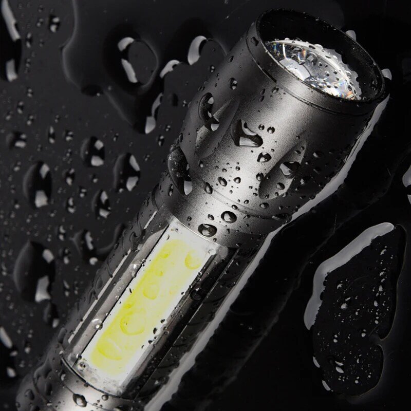 Mini Lanterna LED de alumínio com bateria embutida, XP-G Q5 Torch, impermeável, lâmpadas de acampamento, resistente, ajustável, Zoomable Sport Light