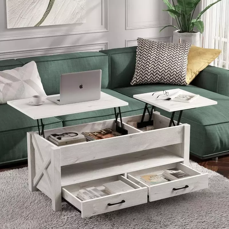 Mesa de centro para sala de estar, mesa de centro Retro con elevación de madera, color gris, para restaurante y cafetería