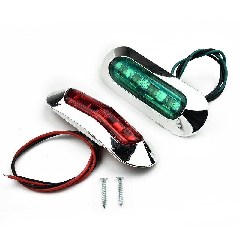 防水LEDボートテールライト,2ピース,12-24V,赤,緑