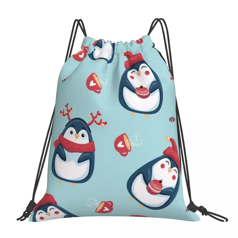Penguin Backpacks Multi-function Portable Drawstring Bags Drawstring Bundle Pocket Storage Bag Book Bags For Man Woman Students