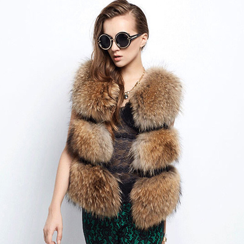VOLALO Autumn Winter Fashion Women Faux Fur Vest Sleeveless Fur Vests Femme Waistcoat